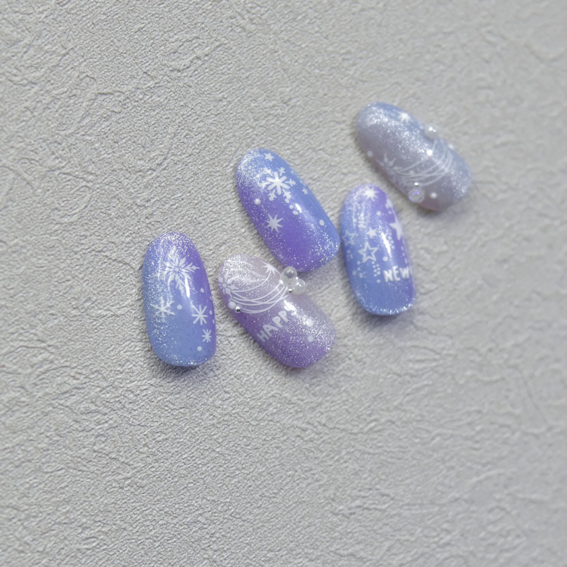 1 piece of 5D thin and tough nail art stickers three-dimensional simple nail stickers white Christmas series nail art stickers