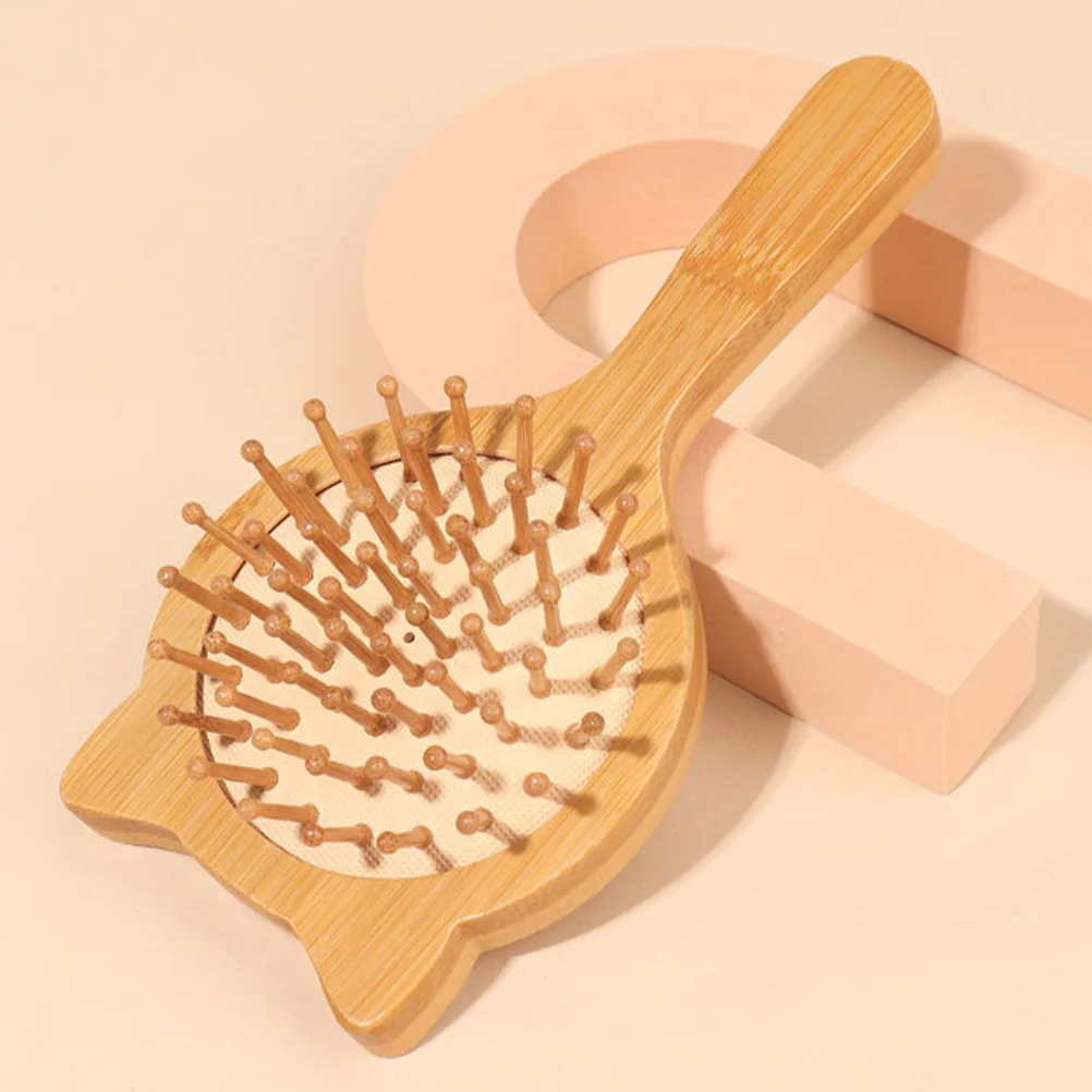 

Bamboo Women Hair Brush Natural Bamboo Comb Paddle Detangling Hairbrush Cat Shape Small Travel Hair Brush Wooden Hairbrush