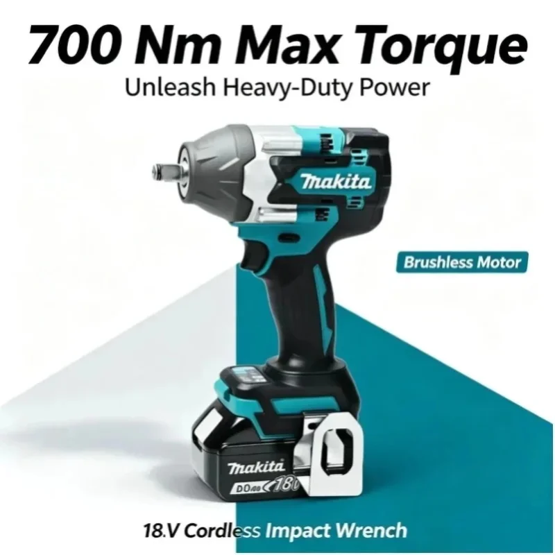 Makita DTW700 18V Akku-Schlagschrauber mit hohem Drehmoment, bürstenlosem Motor, 1000 Nm, elektrisches Befestigungswerkzeug mit variabler Geschwindigkeit und automatischer Abschaltung für