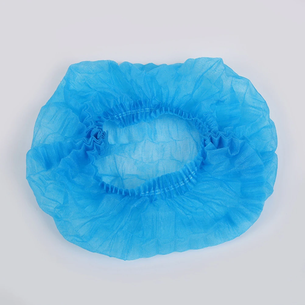 

100pcs Disposable Hygiene Head Caps Thicker Elastic Blue Non Woven Hair Nets For Hospital Beauty Salon Single Use