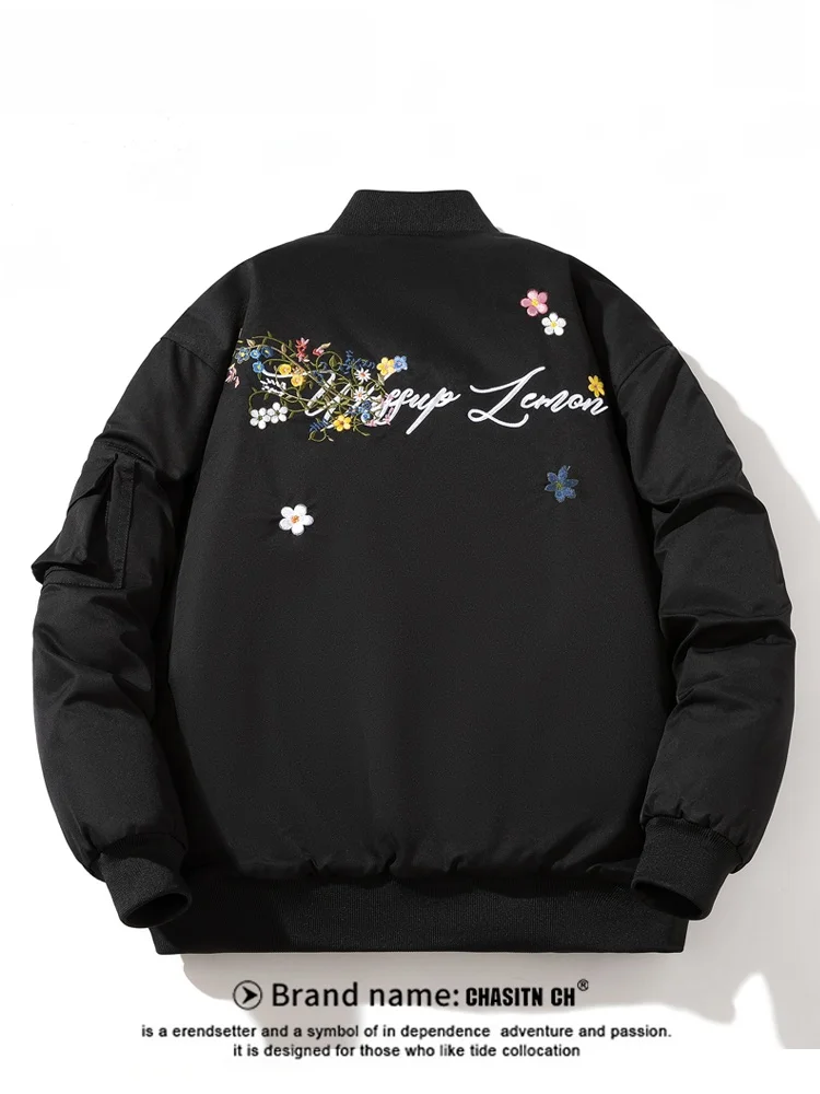 

Модная мужская зимняя утепленная куртка из хлопка с вышивкой, повседневный уличный стиль, свободный крой, в стиле High Street