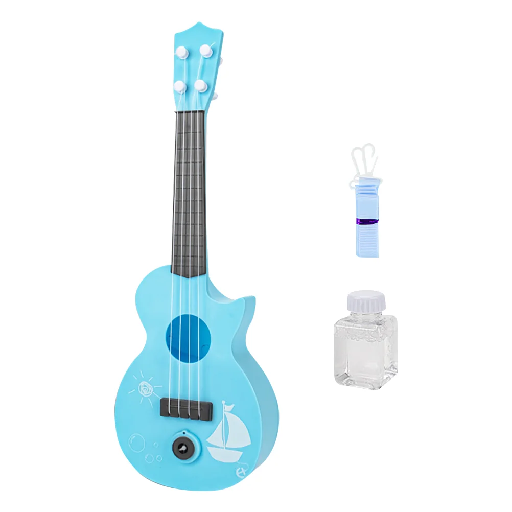 Máquina de burbujas de ukelele, soplador de música, fabricante eléctrico con juguete de plástico para niños