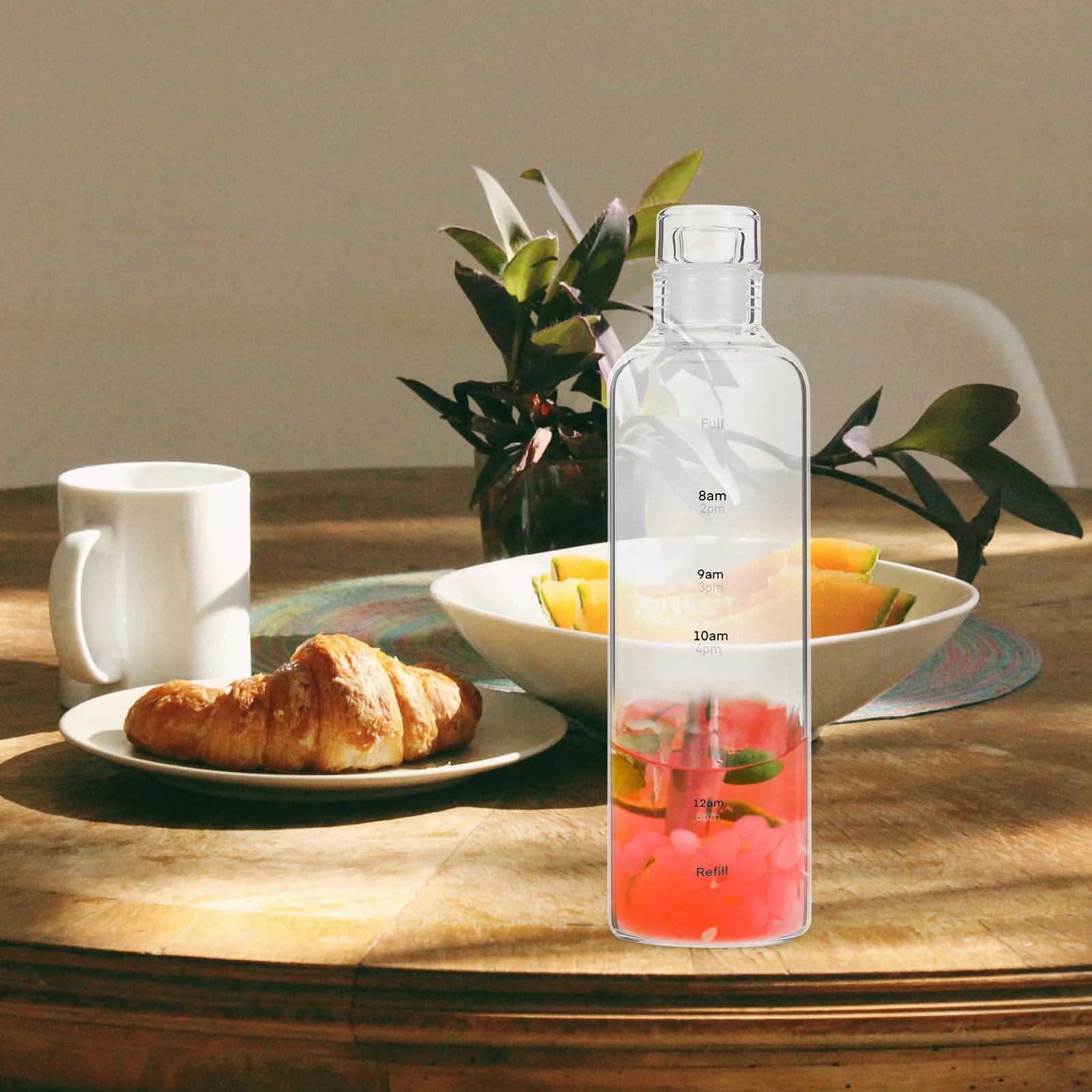

Portable Glass Water Bottle with Time Scale Large Capacity Leakproof Design for Daily Hydration Tracking Juice Tea Beverage