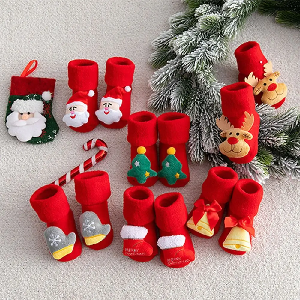 

Non-slip Cute Santa Claus Deer Winter Tree Thicken Baby Christmas Socks Floor Socks Infant Short Socks Kids Cotton Socks