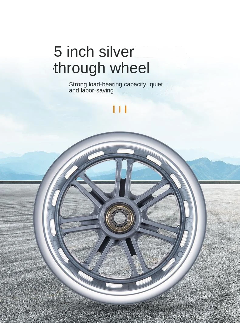 4-pcs-5-inch-silver-transparent-wear-resistant-silent-pu-single-wheels-with-bearings-for-furniture-medical-cases