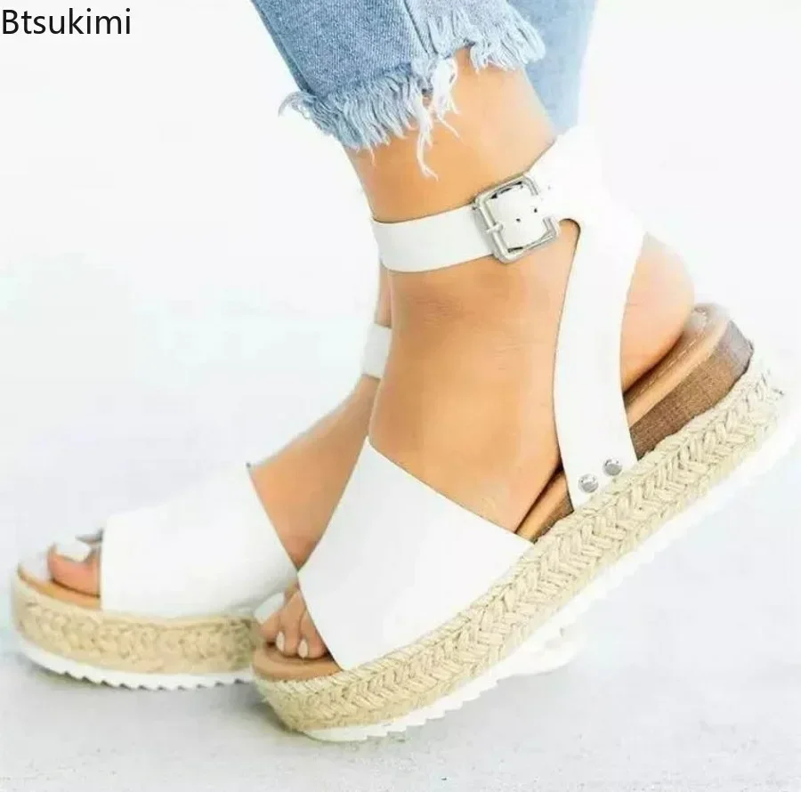 

New 2025 Women's Summer Shoes Fashion Hemp Rope Wedge Heel Platform Fish Mouth Sandals Female Luxury Sandalias Mujer Size 35-43