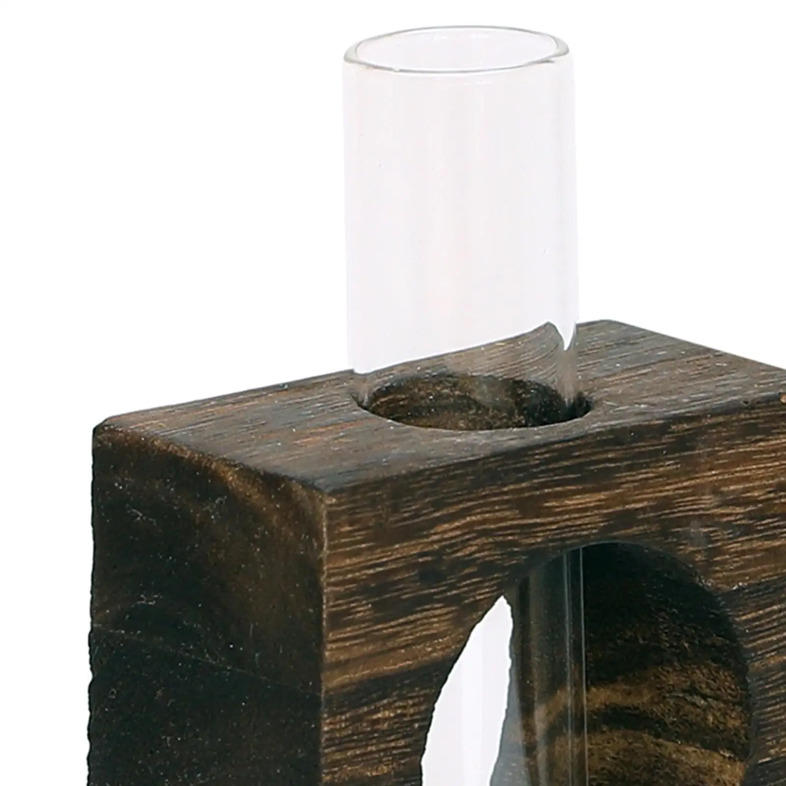 Water Planting Glass Flower Bud Vase Vintage Wooden Stand Vase for Plants Decoration in Any Room