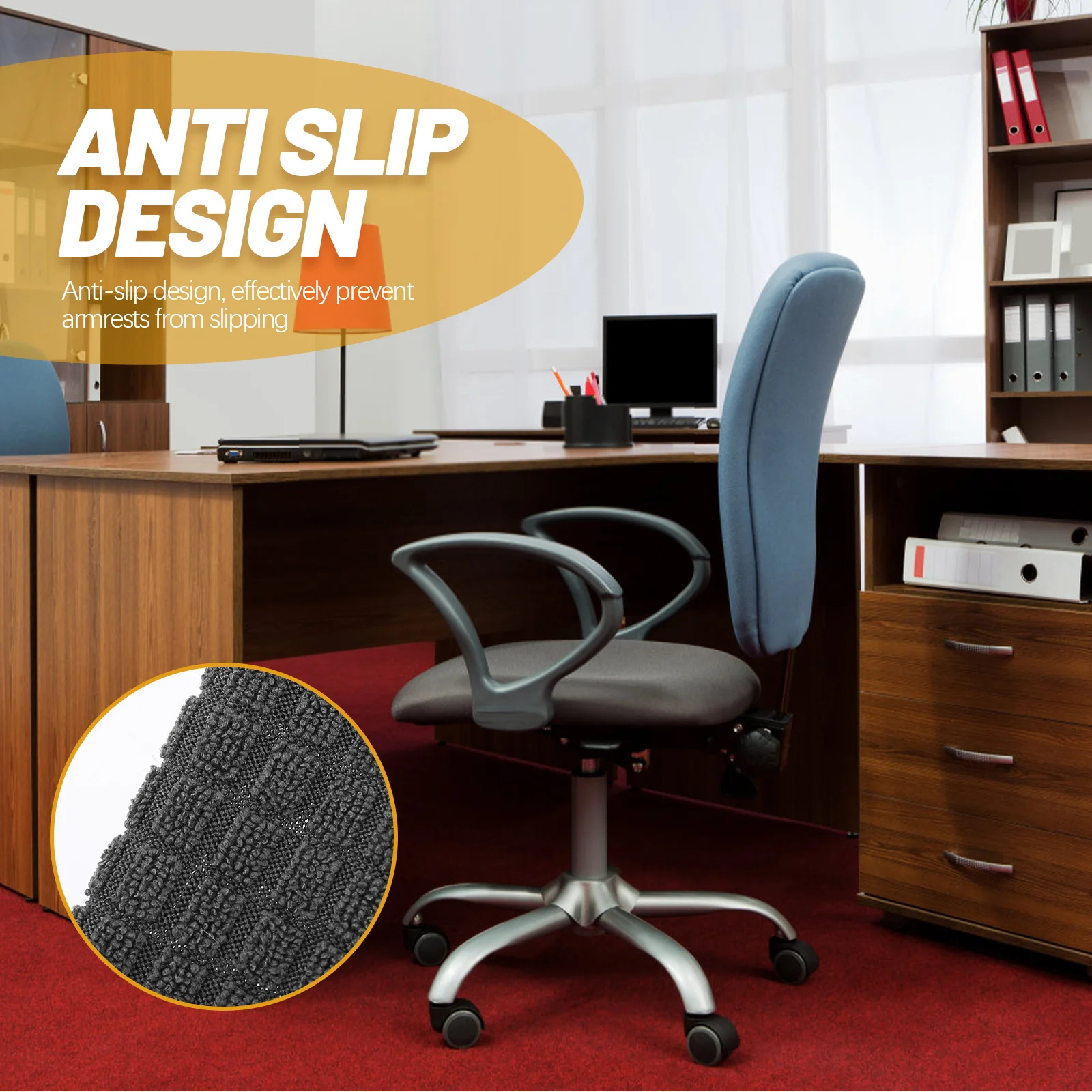 

2pcs Chair Armrest Covers Grey Polyester Elastic Office Chair Armrest Protectors for Home Sofa Massage Gaming