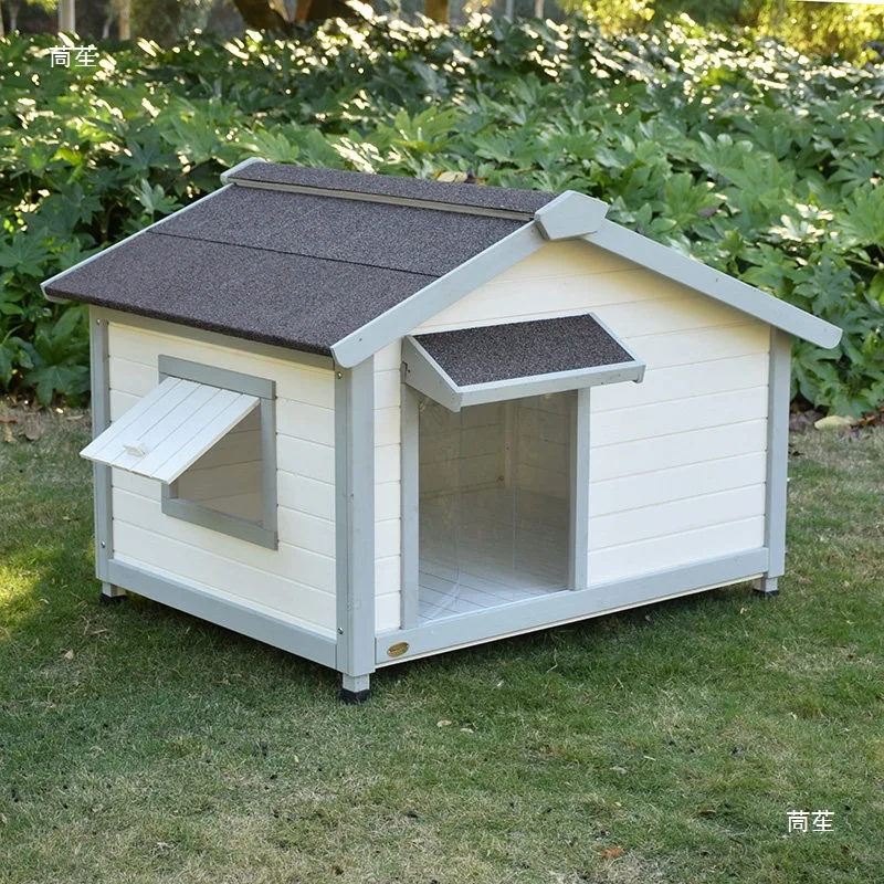 Dog house Dog house Small and medium-sized dog Solid wood villa Warm and rainproof in winter