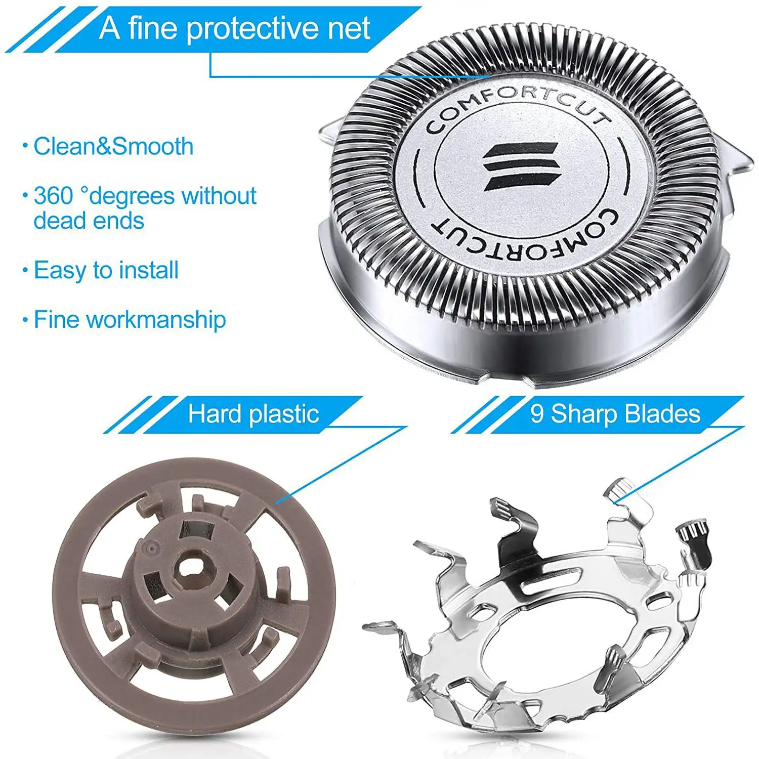 シェーバー交換用ヘッド,フィリップス対応のシリーズ,1000, 2000, 3000, 5000ブレードヘッド,sh30,50, 52, 3個