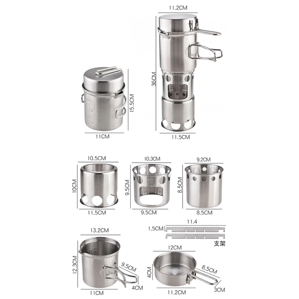 

Portable Stove Upper Outer Diameter 10.5CM*lower Outer Diameter 11.5CM*height 10CM Stainless Steel Cooking Set Stable Support