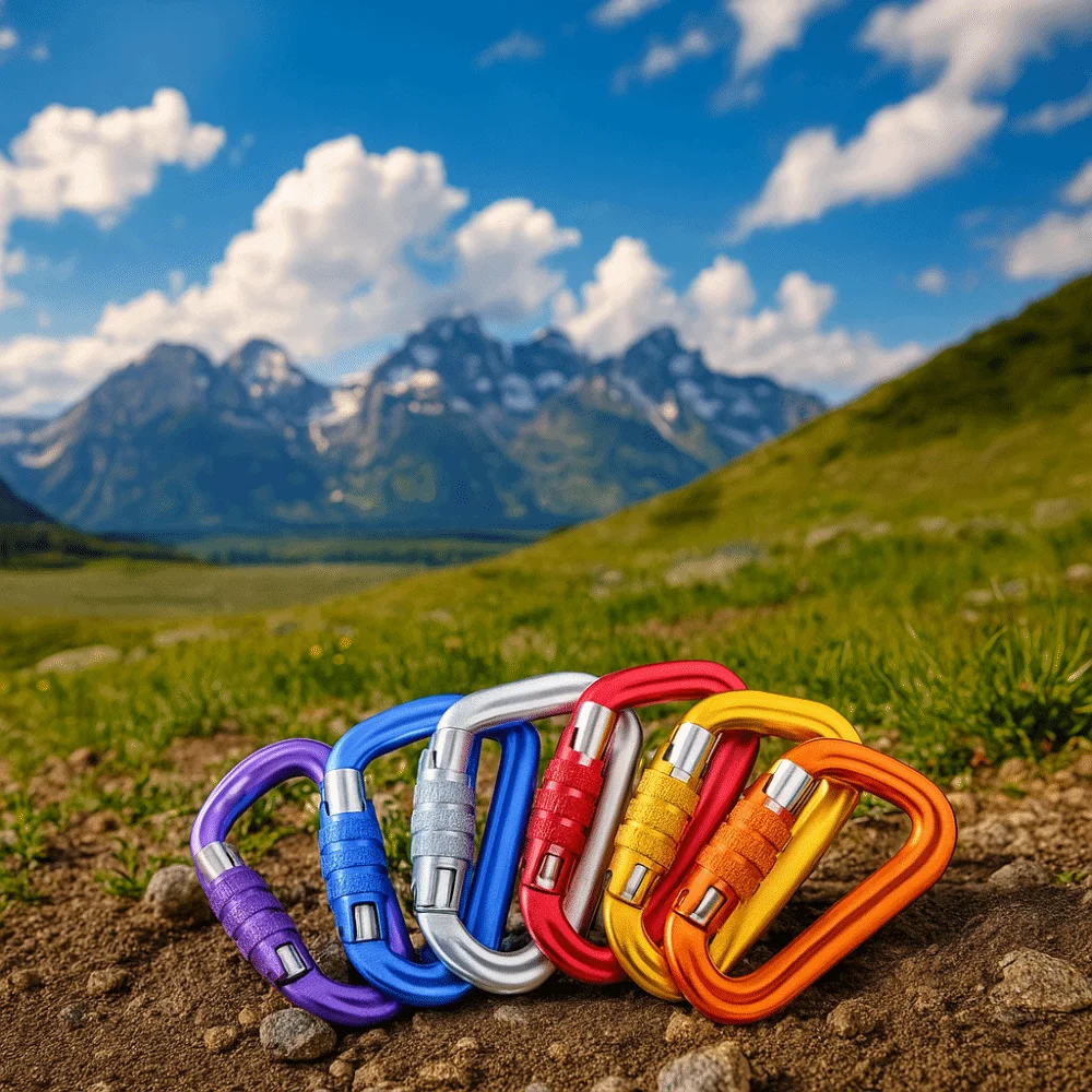 스냅 클립 12KN 해먹 후크 항공 알루미늄 안전 전문 카라비너 ​​보호 무작위 색상 야외 스포츠 버클 라펠링