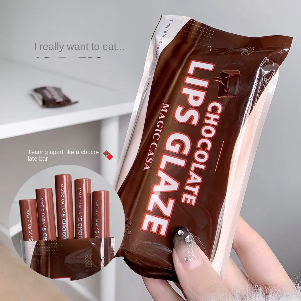 5 stks/set Fluwelen Chocolade Lip Glazuur Set langdurige Zachte Matte Matte Lippenstift Beauty Makeup Tools Rijke Crème Vloeibare Lip tint