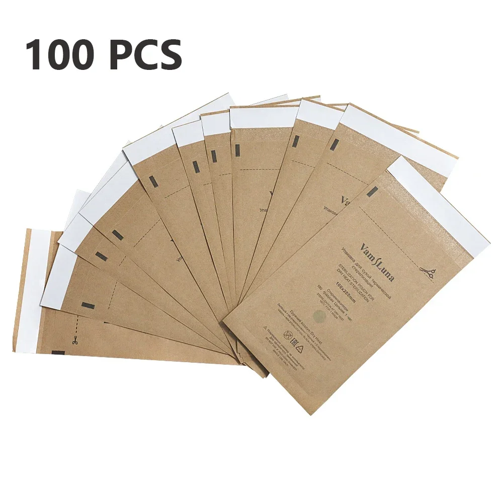 

Vamsluna 100PCS Tool Disinfection Self Sealing Kraft Paper Bag Dry Heat Sterilized Disposable Disinfection Bag for Dental Tools