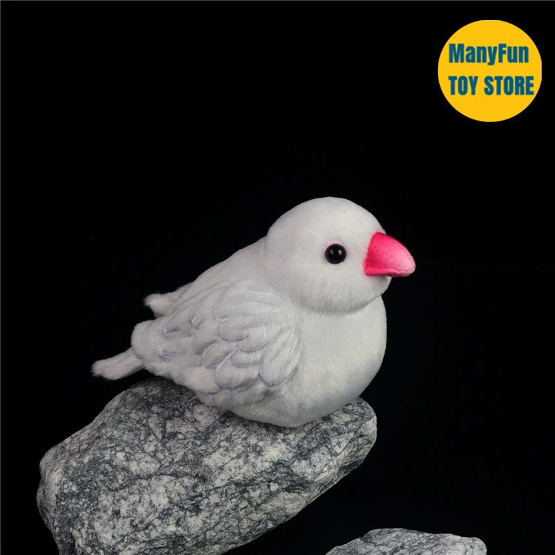 Mannikin High Fidelity Weaver Bird Cute Plushie White Java Sparrow Plush Toys Lifelike Animals Simulation Stuffed Doll Kawai Toy