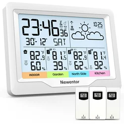 Newentor Weather Stations Wireless Indoor Outdoor Thermometer With Weather Clock Temperature Humidity Meteorological Station