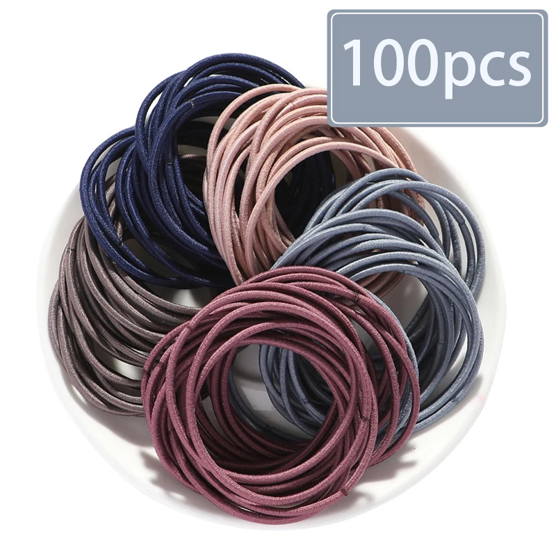 100/400pcs Hair Ribbons Hair Rope Stretch Hair Ring Girls Hair Tie Women Hair Tie Seamless Hair Tie Ponytail Holder Headgear