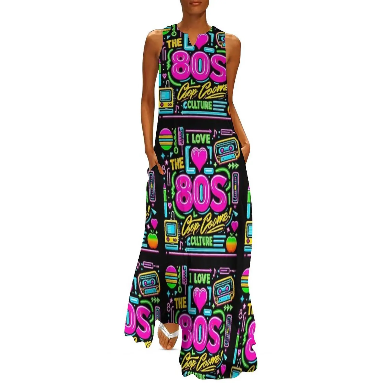 

I love the 80s! Cool Neon Pop Culture Long Dress Woman fashion party dresses woman dresses for women 2025