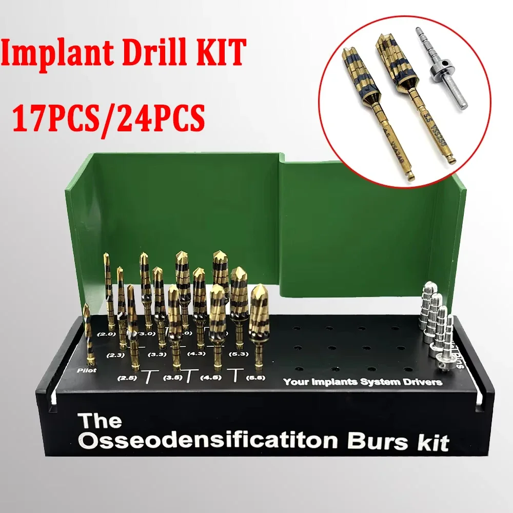 

17/24pcs Kit Dental Osseodensification Burs Kit Dentist Implant Drill Oral Ridge Expansion Bone Cutting Tools