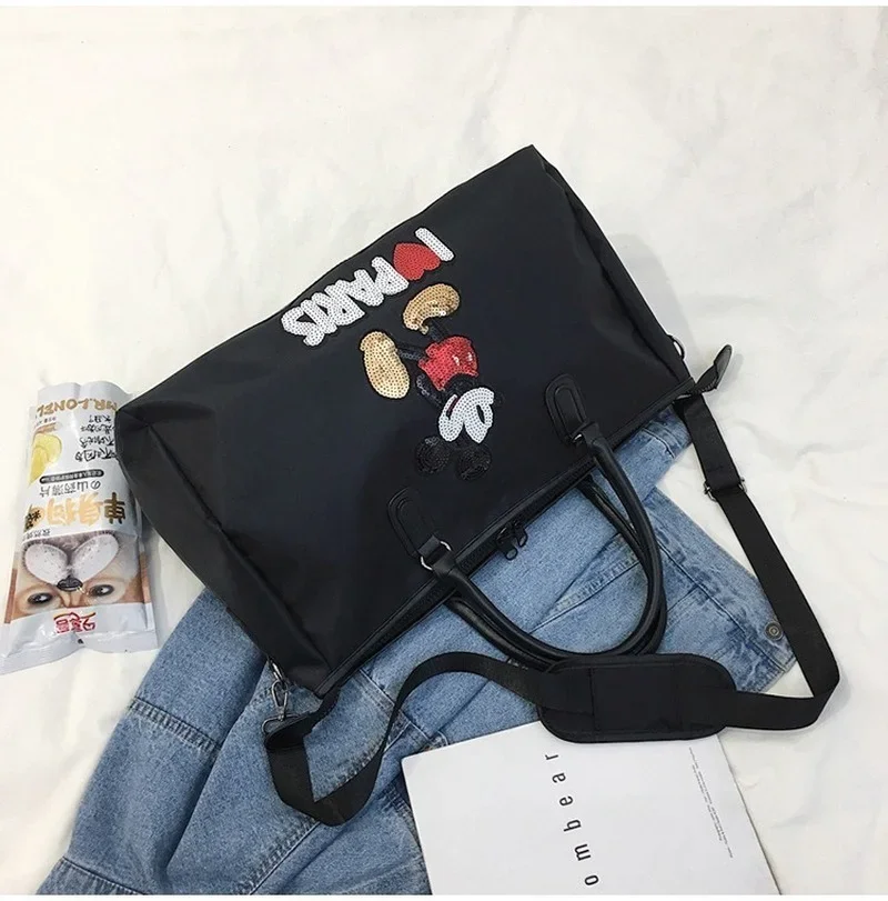 Disney Mickey Ladies Travel Bag Large Capacity Cute Fashion Luggage Bag Oxford Cloth High Quality Women\'s Handbag