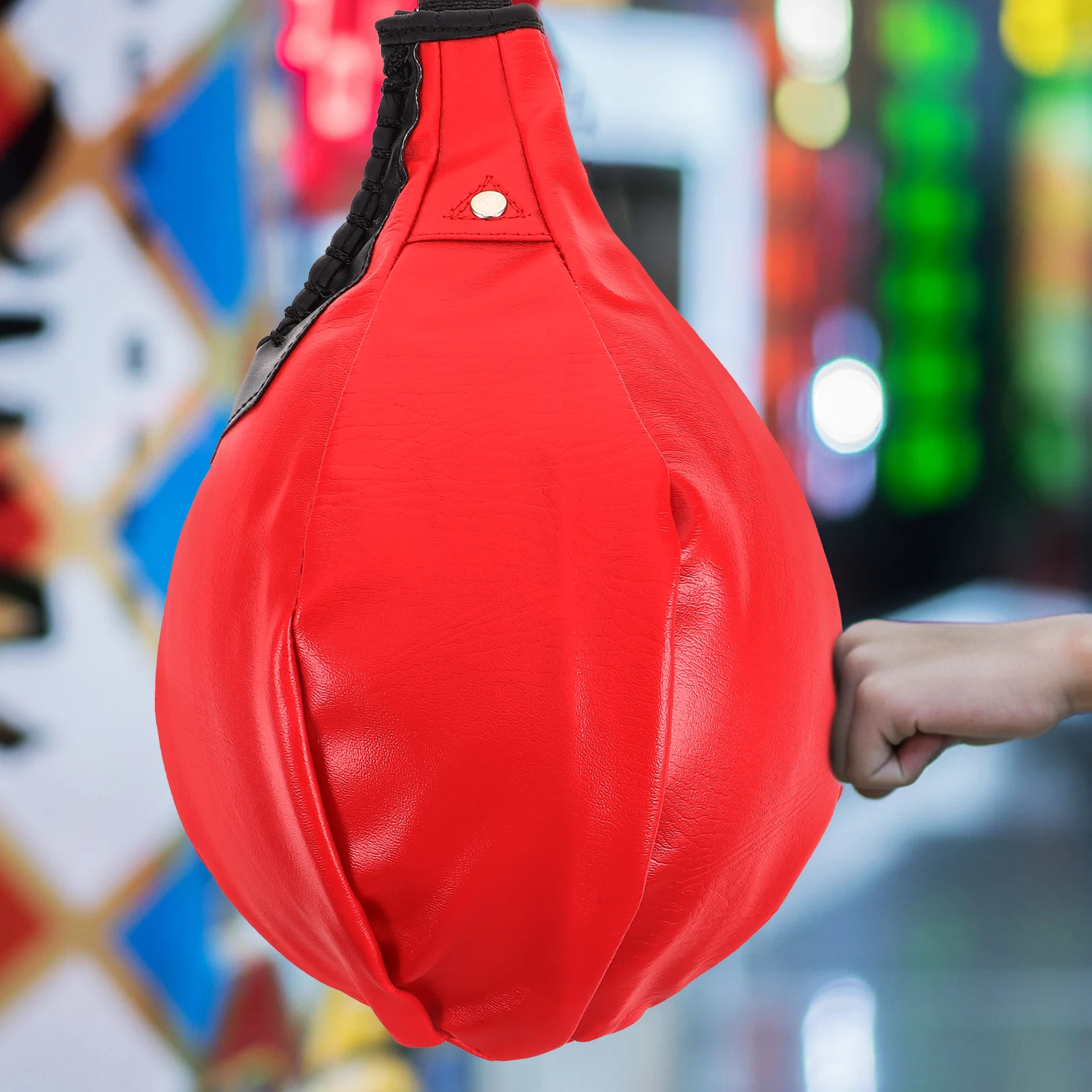 

Pear Shaped Boxing Speed Ball Red Durable PU Reaction Training Home Gym Punching Skills Coordination Timing Convenience