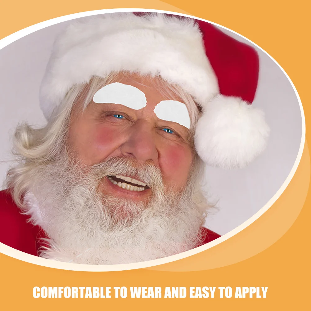 Selbstklebende gefälschte weiße Augenbrauen für Weihnachtsmann-Kostüm, Weihnachtsfeier-Zubehör, buschiges Gesichtshaar, Make-up für alte Männer