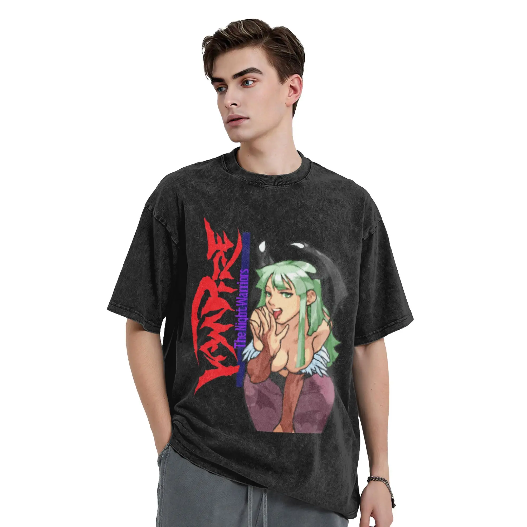 Darkstalkers Men's T Shirt Washed Morrigan Fashion Tee Shirt Short