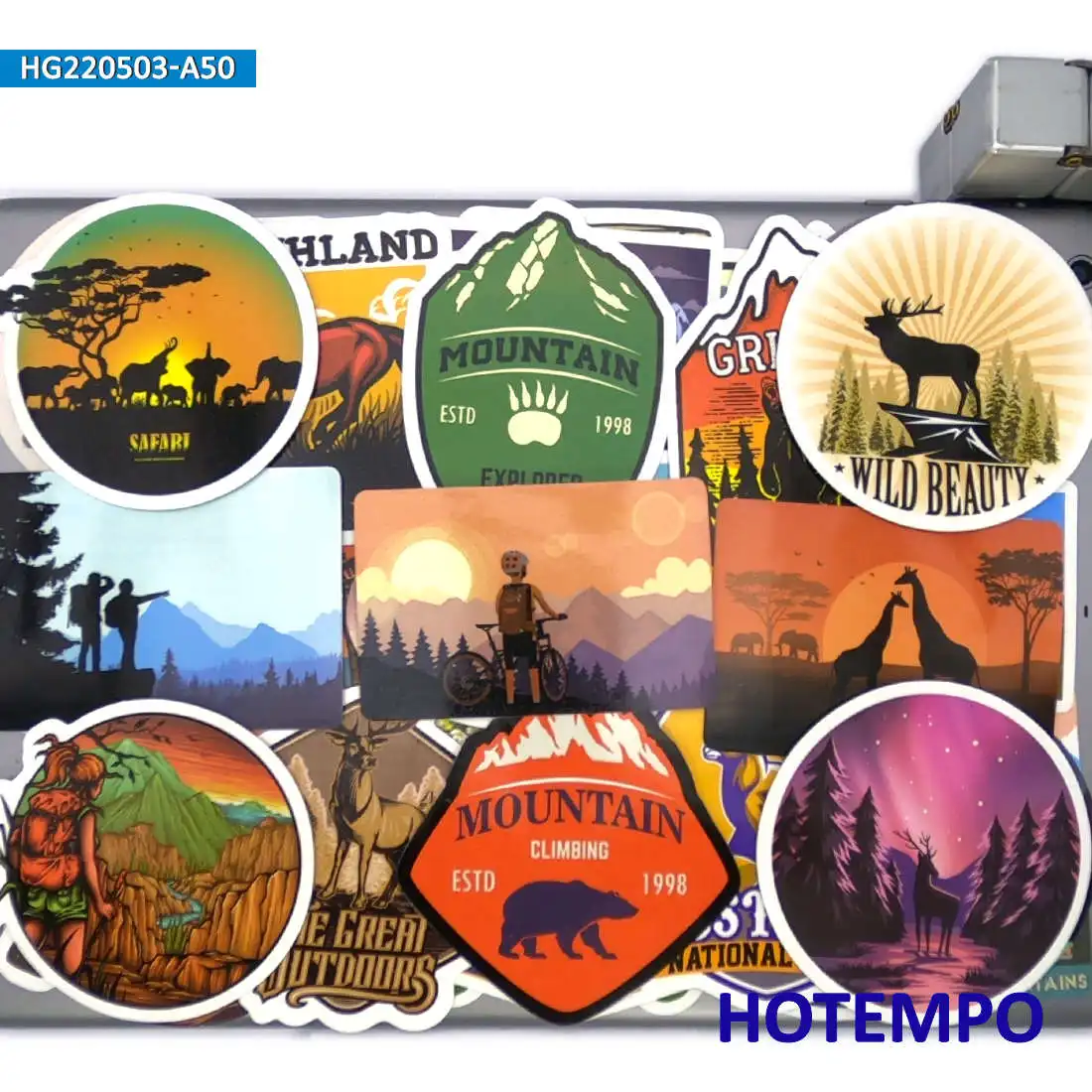 50PCS World Travel Stickers Climbing Camping Hiking Outdoor Adventure Decals for DIY Phone Laptop Luggage Motorcycle Car Sticker