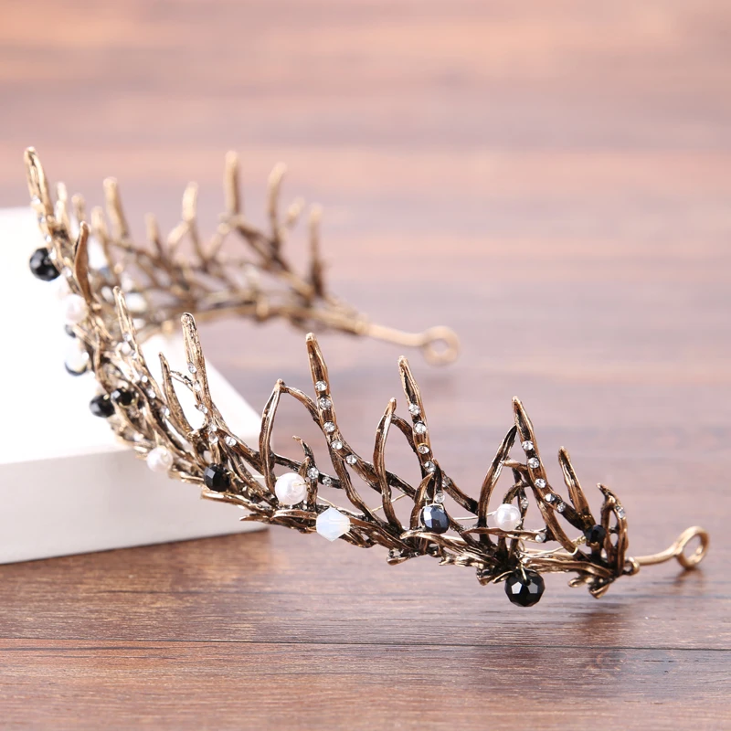 Vintage Wedding Crown Pearl Rhinestone Crystal Crown Headdress Bridal Crown Hair Accessories Queen Crown Wedding Headdress Gift image 3