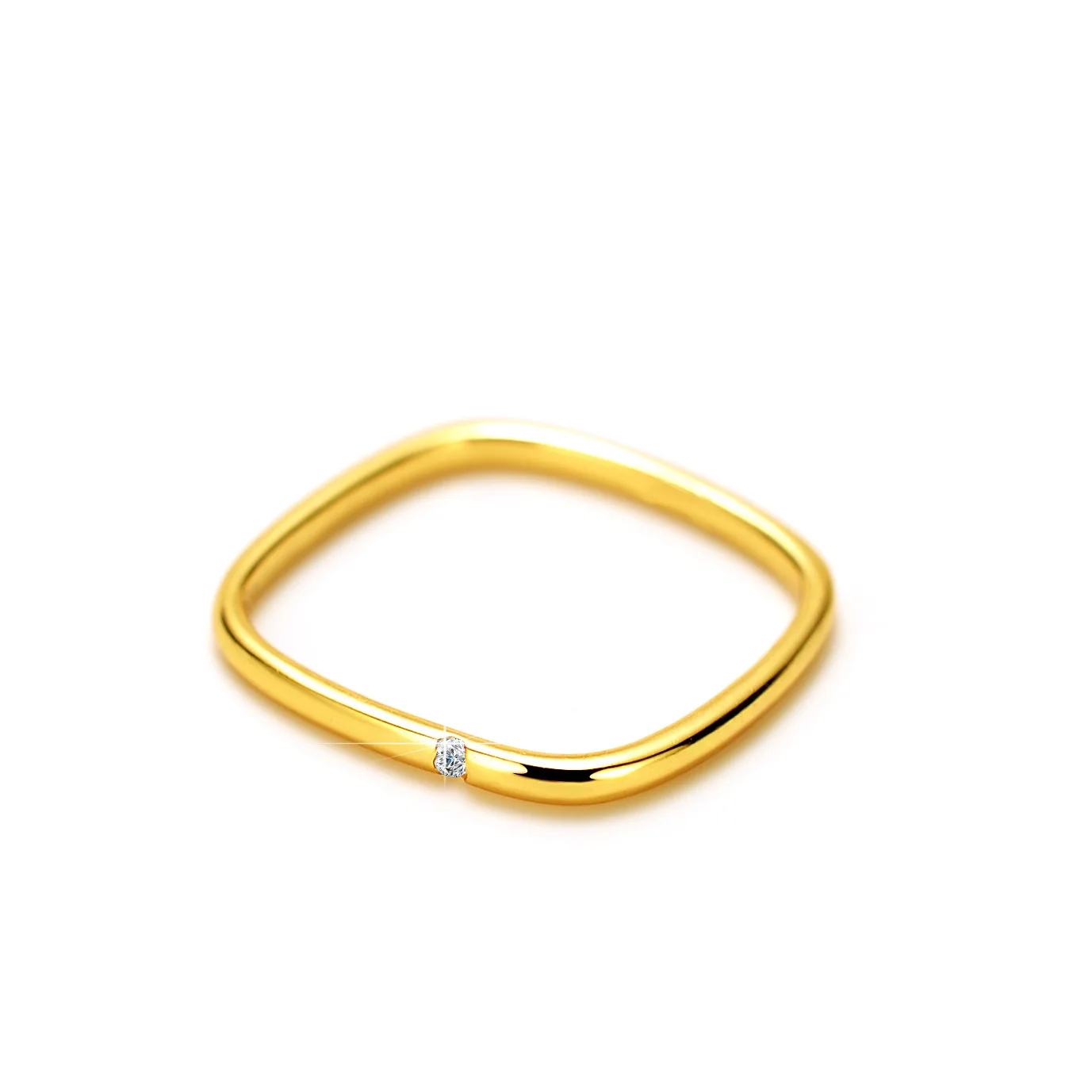 New AU999 gold ring small square ring female ins style 24K pure gold fashion small fresh square ring jewelry