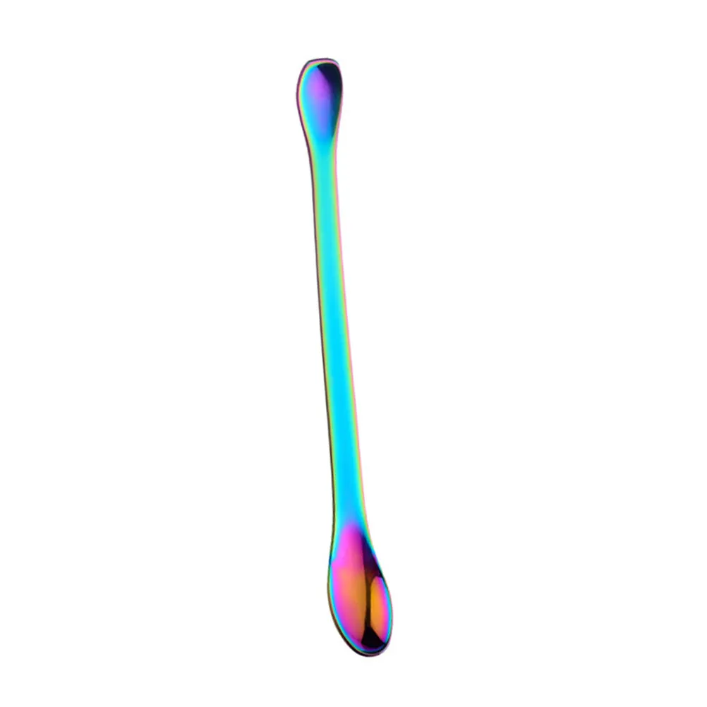Premium Stainless Steel Double-End Scoop Spoon Bright Mirror Surface Smooth Curve Thick Material for Seasoning Coffee Stirring