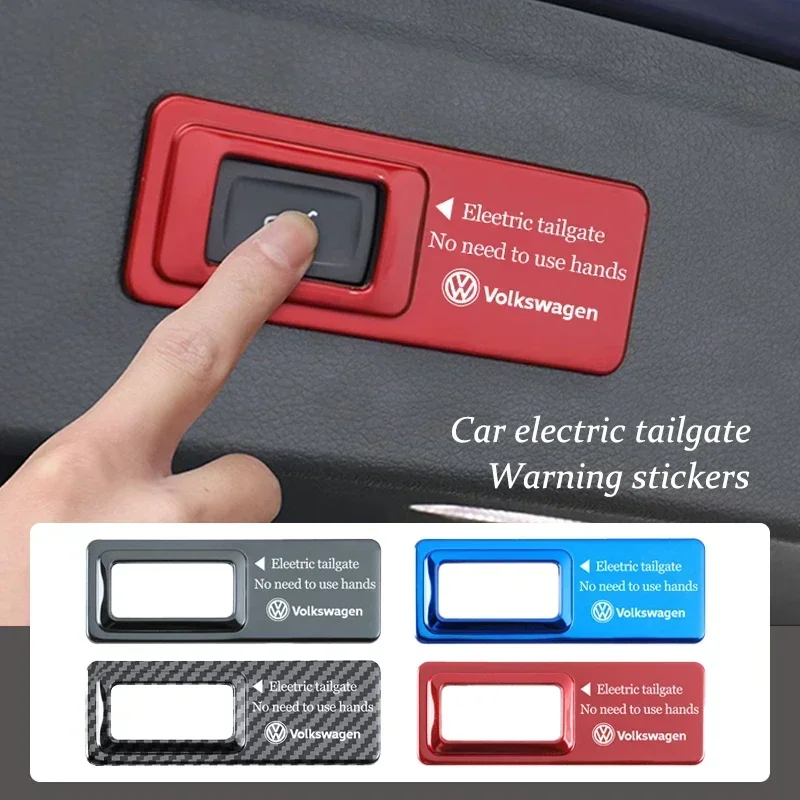 

Car Electric Tailgate Warning Sticker Metal Decorative Accessories For Volkswagen Polo Arteon Tiguan Golf Touareg GTI Amarok