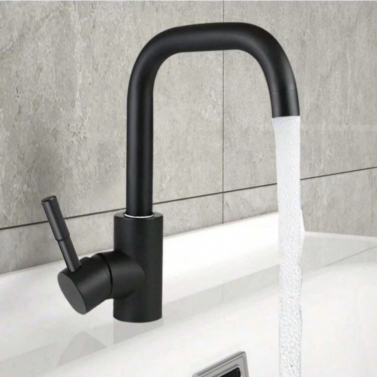 

Modern minimalist stainless steel kitchen faucet, hot and cold water faucet, splash-proof household washbasin faucet.