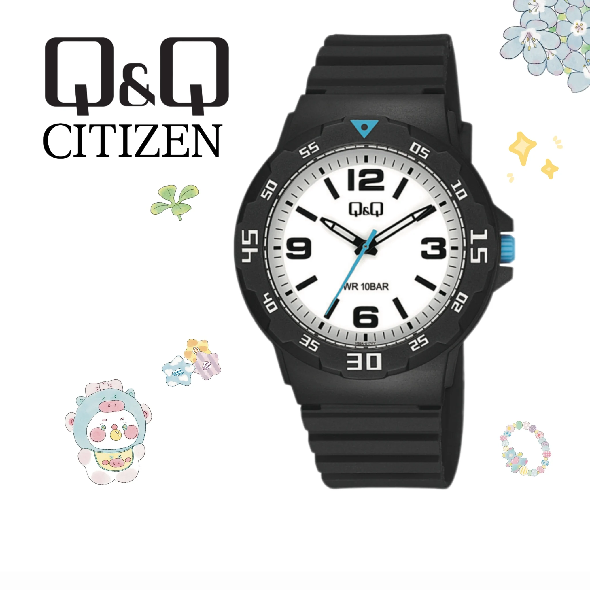 ساعة سيتيزن أصلية للرجال، ساعة تناظرية صامتة بمقياس صامت، ساعة كوارتز مقاومة للماء للأولاد والأطفال