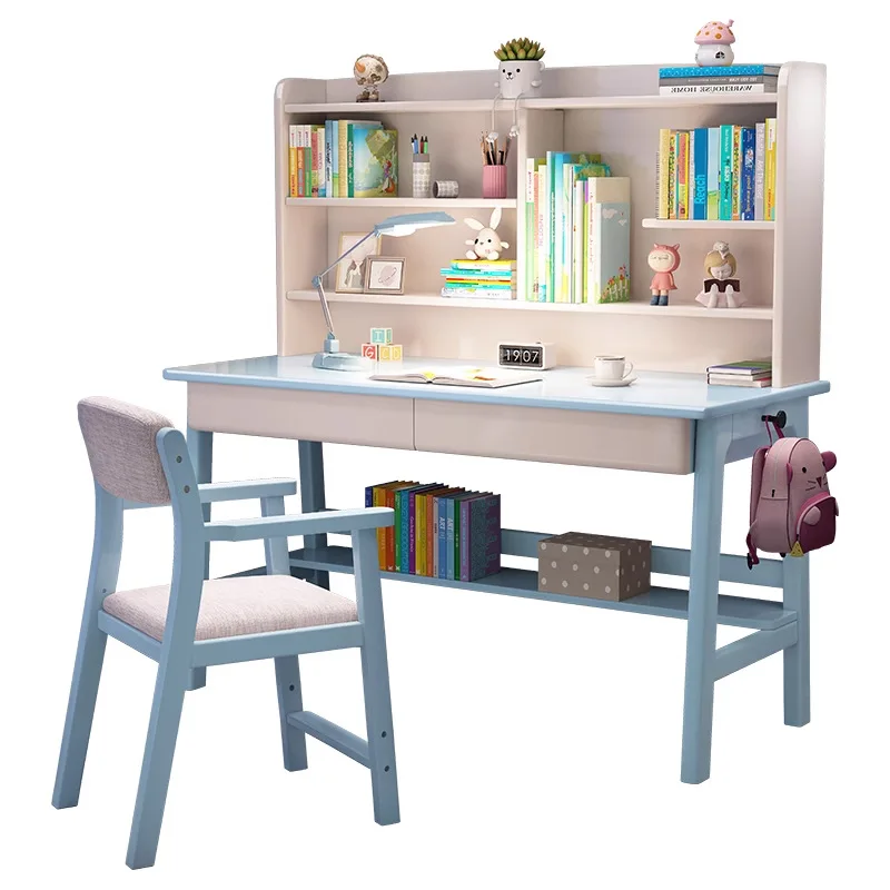 Estantería de escritorio de madera maciza integrada para estudiantes de primaria y secundaria, mesa de escritura para el hogar, dormitorio, stu para niños