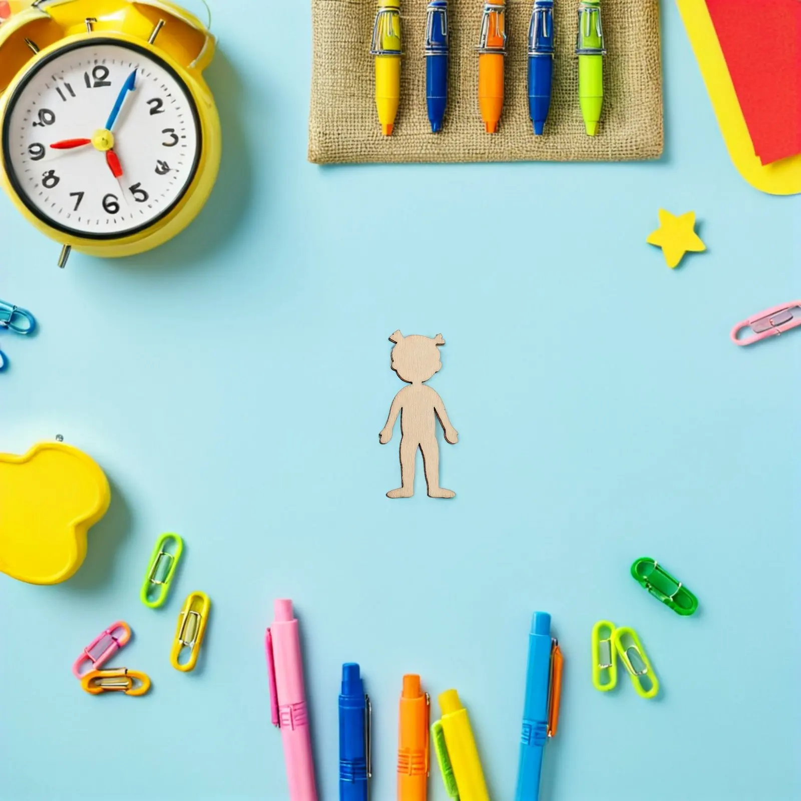 200個-クラフトウッドピース-木製人物カットアウト-女の子の形-未完成-diy-装飾品-学用品-ハロウィンプロジェクト