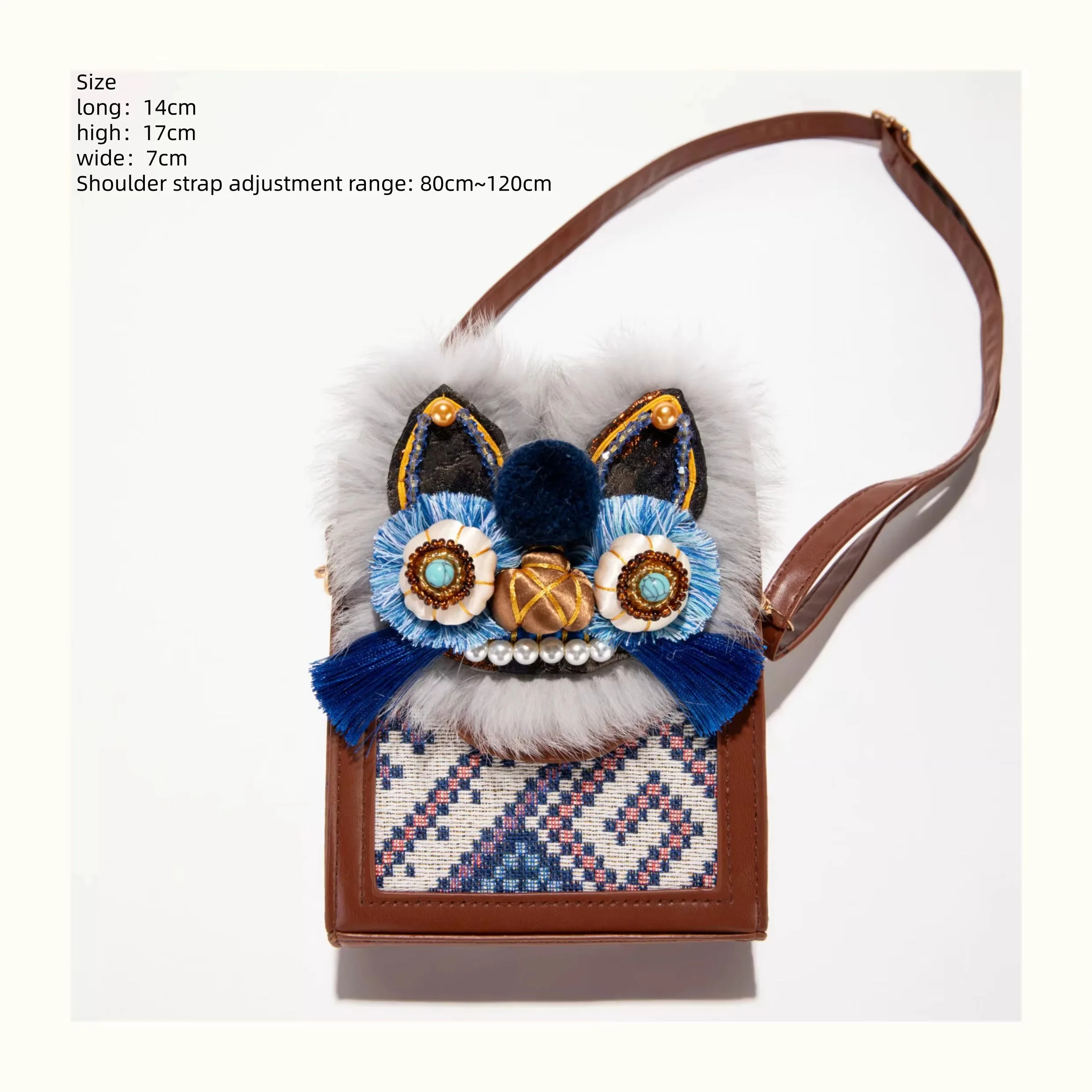 Ladies' mobile phone change portable bag Crossbody Chinese ethnic style tiger head fashionable versatile shoulder bag