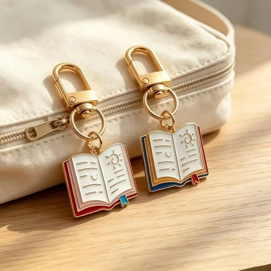 1/5/10/20/50/100pcs Set [] 3D Book-Shaped Pendant Keychains, Blue Border And Red Border Literary Style, Perfect Gift for Birthda