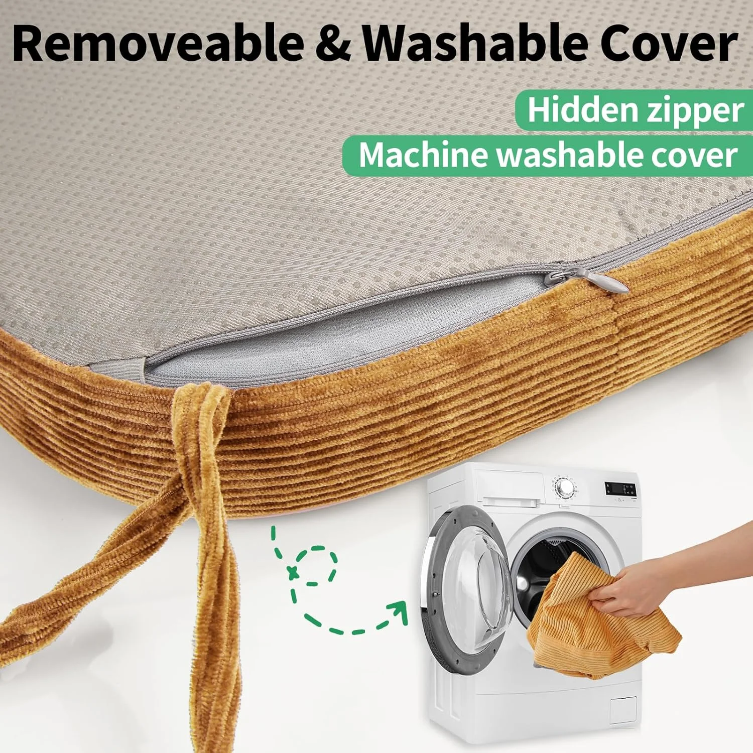 Washable Chair Cushion with Straps Horse Shape Dining Chair Seat for Home Office Seat Cushions Linen Fabric with Removable Cover