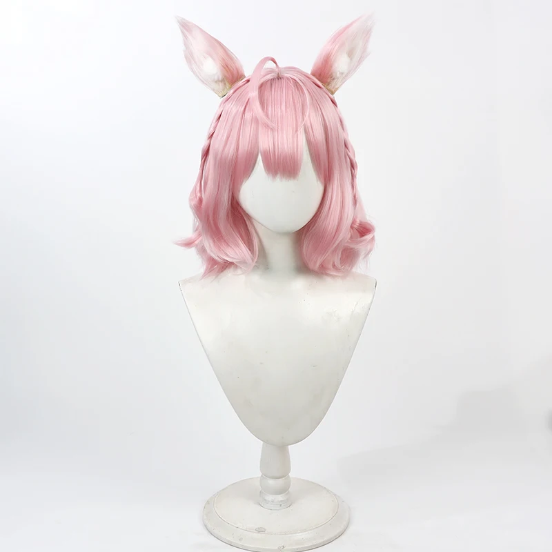 Hakui Koyori Cosplay Wig Hololive Vtuber Pink Short Heat Resistant Synthetic Hair Halloween Role Play Party + Free Wig Cap