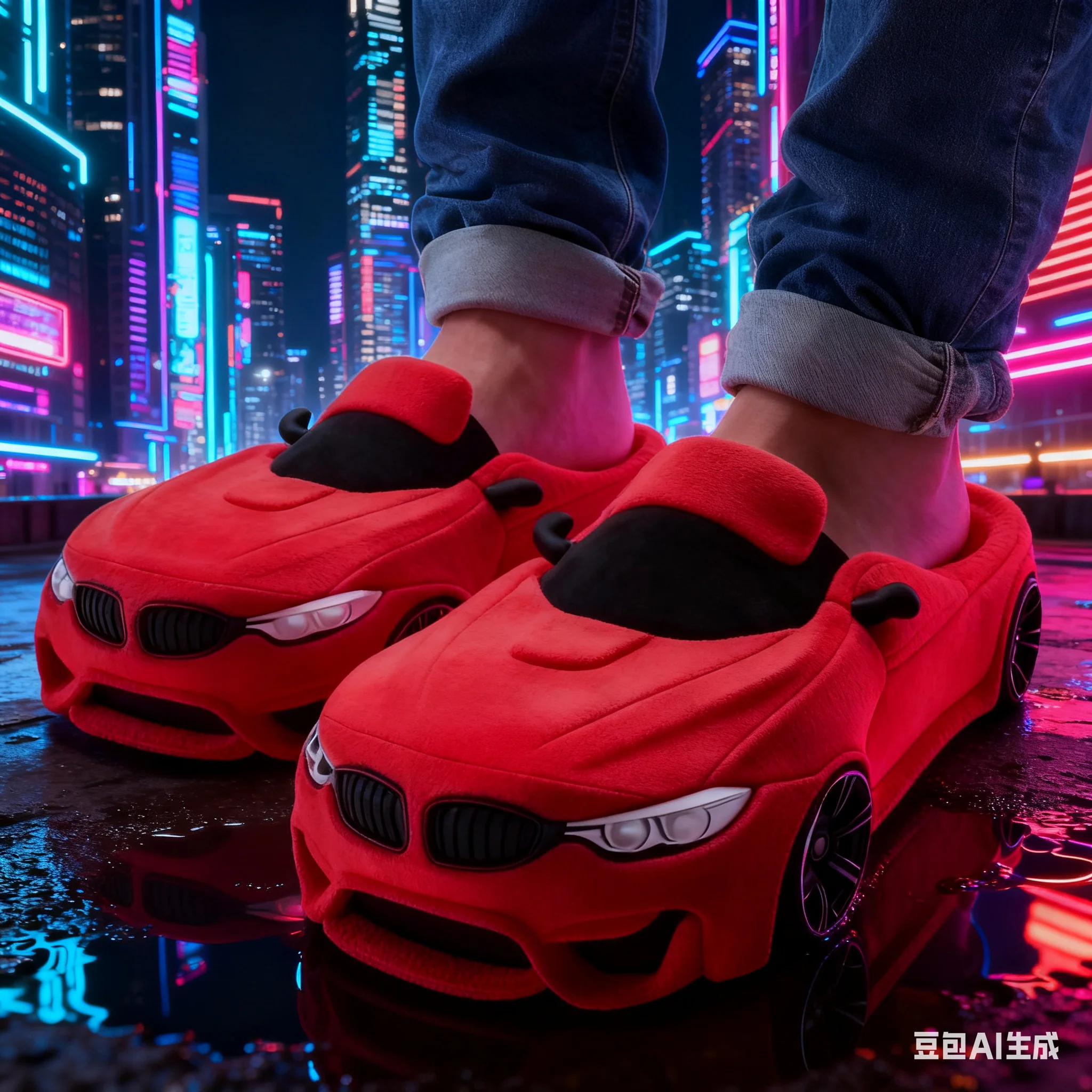 2026 nouvelle voiture Schuhe Applicable aux pantoufles de voiture en peluche porsche pour BMW Racing pantoufles en peluche jouet cadeaux de noël