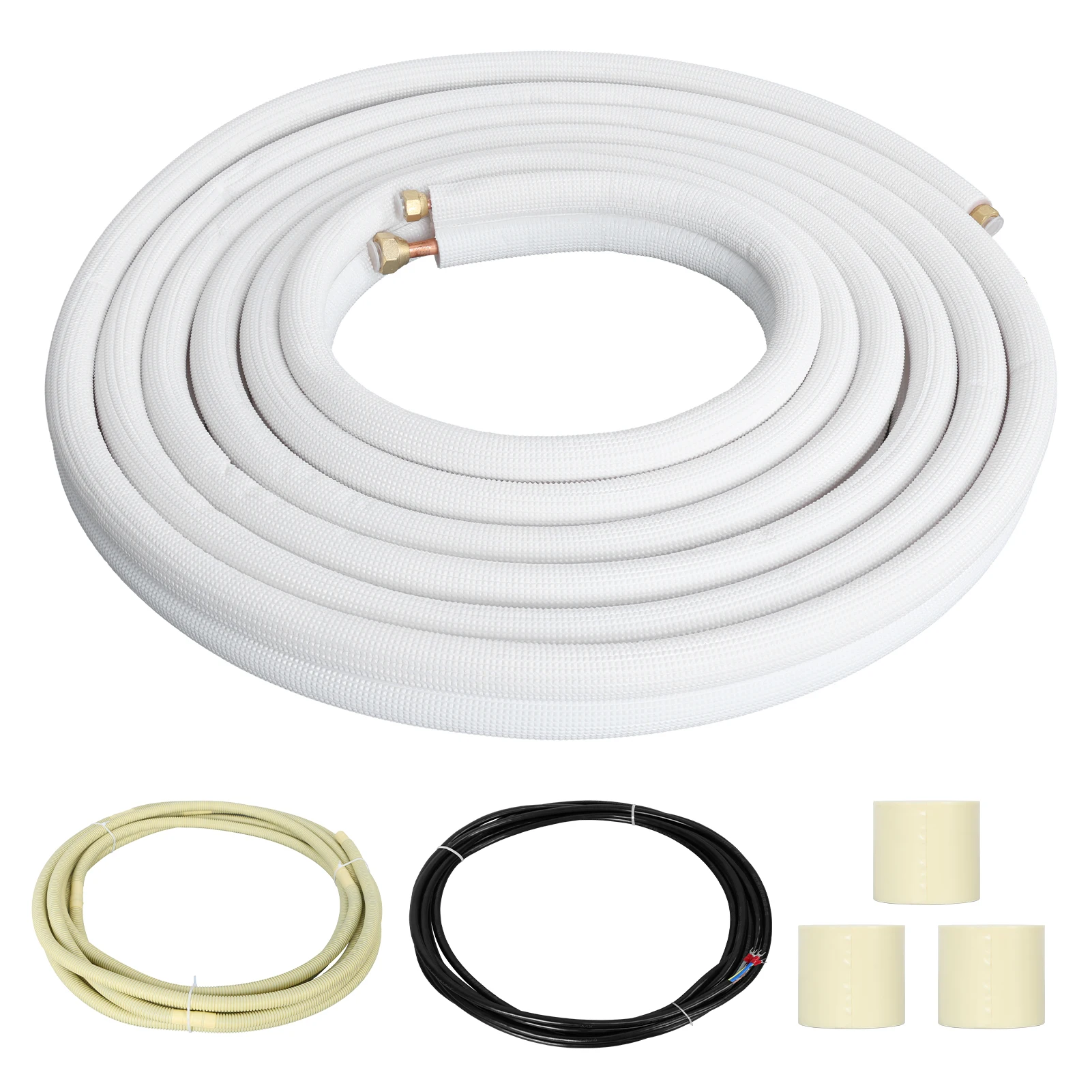 1.5-2P Air Conditioner, Air Conditioning Pipe with Flared Nuts, 1/4 1/2-Inch OD White Thickened PE Insulated Coil HVAC Hose