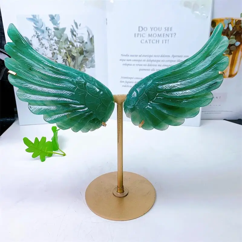 

Natural Green Aventurine Angel Wings Crystal Carving Crafts Healing Energy Stone Fashion Home Decoration Birthday Gift 1pair