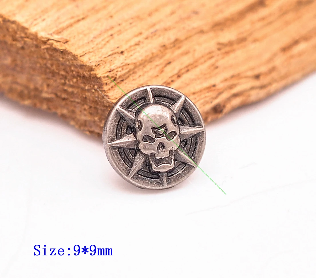 50x Punk Metal Starbust Skull Leather Rivets Stud Set For Belt Bag Shoe Clothing