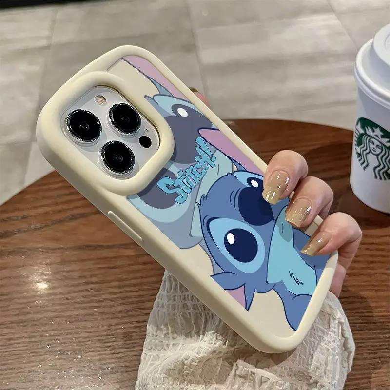 Cute Disney Pink Stitch Couple Phone Case For iPhone 11 12 13 14 15 Pro Max X XR XS MAX 8 7 Plus Silicone Shockproof Cases Cover image 4