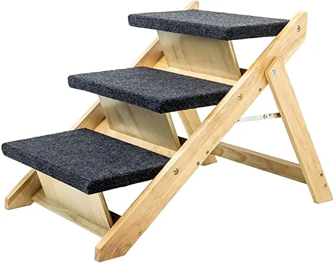 

2025 New Products Pets Wood Adjustable Dog Ramps Foldable Pet Stairs For Small Dogs