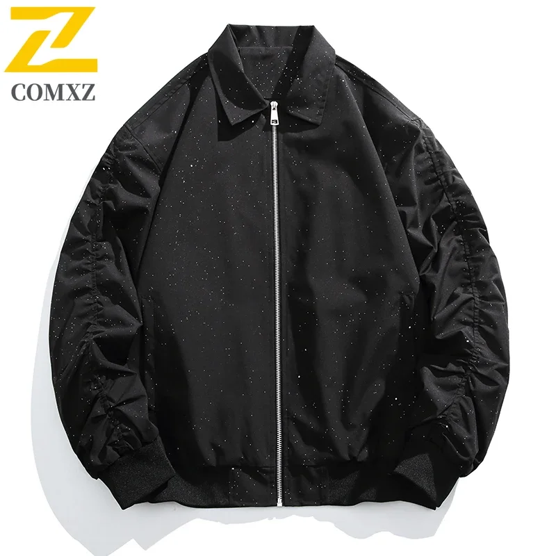 Spring Korean Style Fashionable Jacket Men Casual Versatile Spot Design Lapel Waterproof Coat Harajuku Street Loose Youth Jacket