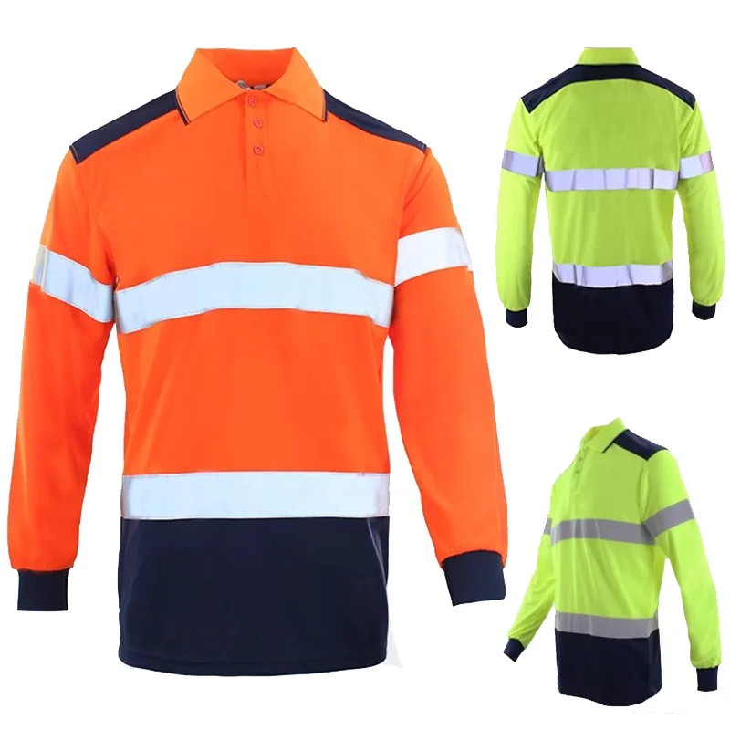 Reflective Safety Shirts ANSI Class 2 High Visibility Work Construction Polo Shirts