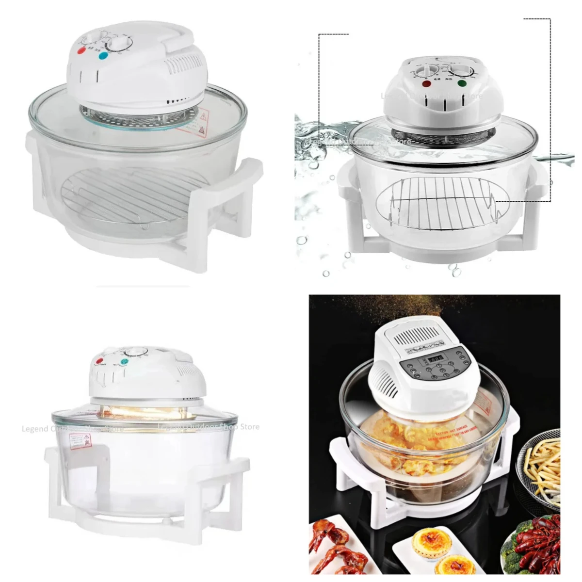 12L 17L Large Visible Glass Air Fryer Oven No-Oil Smokeless Hot Wave Convection Roaster for Home Kitchen Baking Grilling  Frying