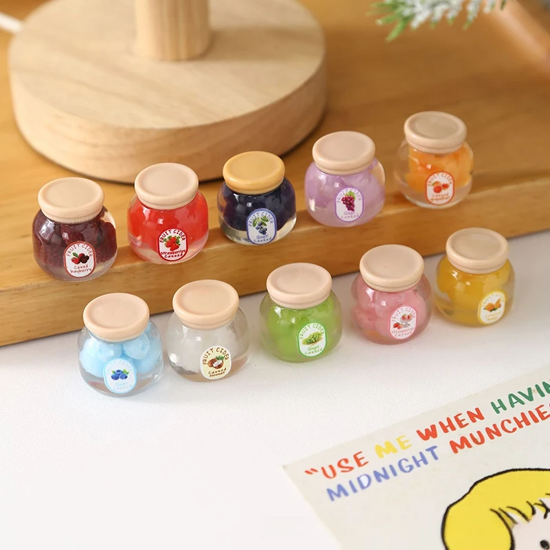 ダブルパック模擬フルーツキャンディジャムミニチュアモデル、ドールハウスキッチンデコレーションおもちゃ用